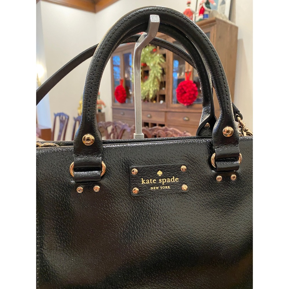 LIKE‎ NEW - Kate Spade New York Black Leather Satchel Handbag Gold Hardware - Picture 4 of 16